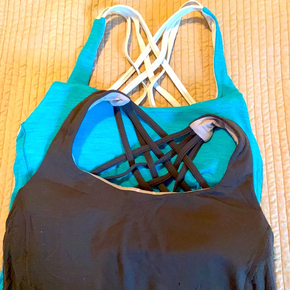 Two Lululemon built in bra tops